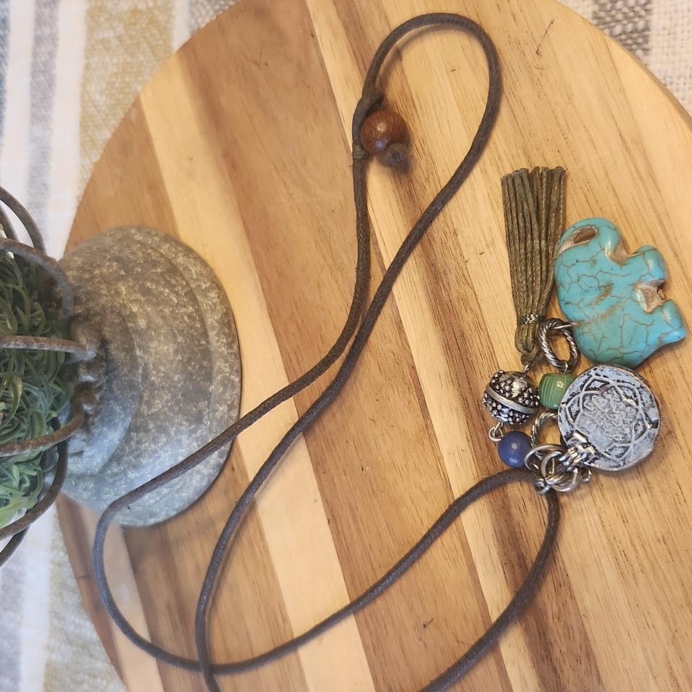 Turquoise and Blue Elephant Pendant Necklace